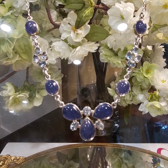 Tanzanite & Sky Blue Topaz , Sterling Silver necklace, Certificate of Authentic - Picture 8 of 9